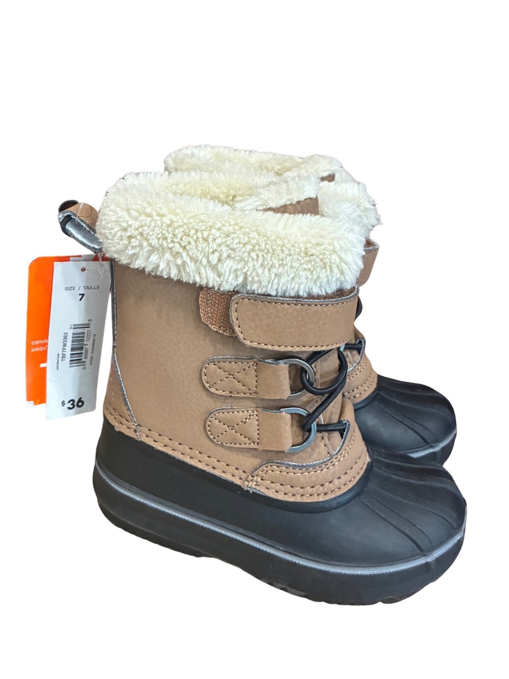 NWT Joe Fresh Toddler Winter Snow Boots Brown Black Size 7